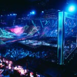 The Eurovision 2025 stage in St. Jakobshalle, Basel
